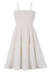 Weißes A-Linien-Party-Heimkehrkleid mit Spaghettiträgern